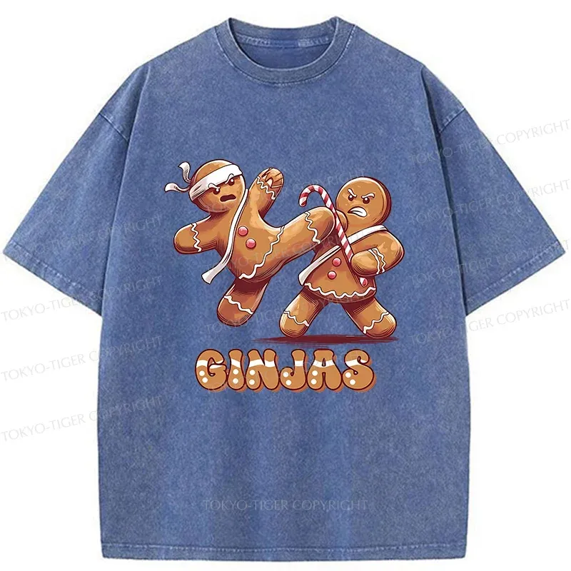 Tokyo-Tiger Gingerbread Man Karate Washed T-Shirt Sale