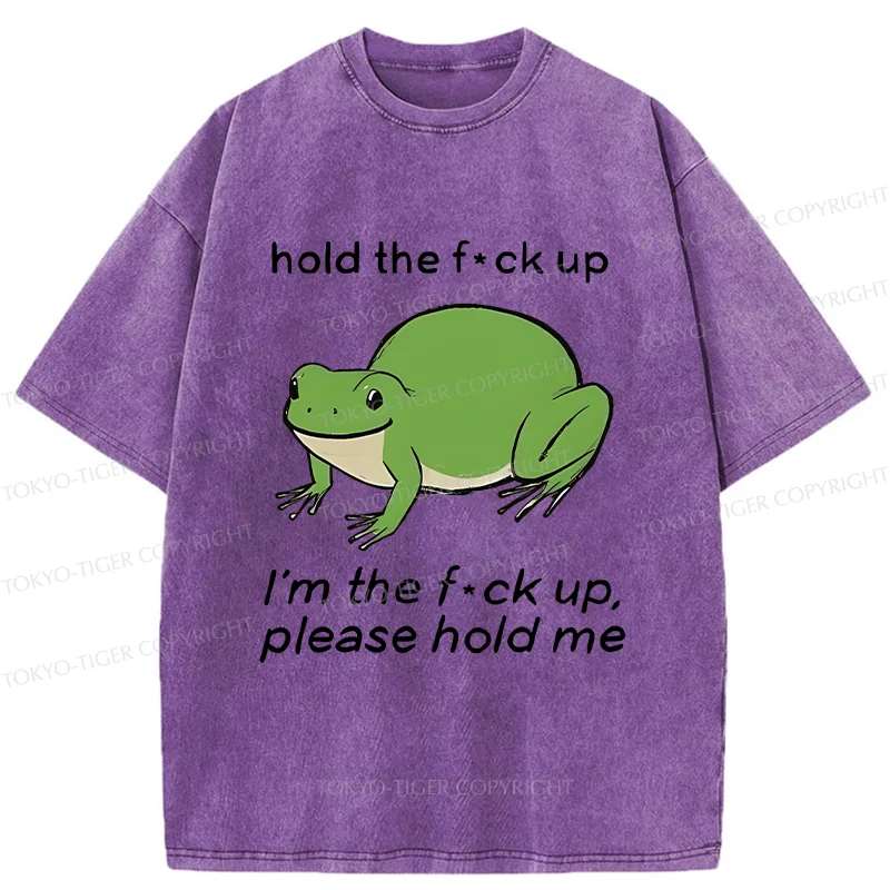 Tokyo-Tiger Bloated Frog Funny Washed T-Shirt