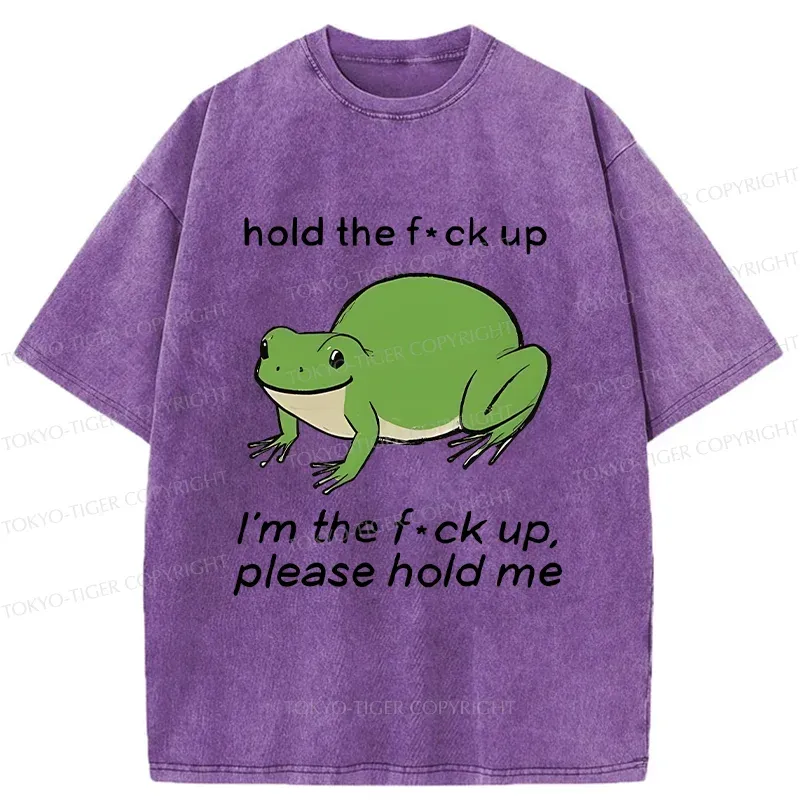 Tokyo-Tiger Bloated Frog Funny Washed T-Shirt