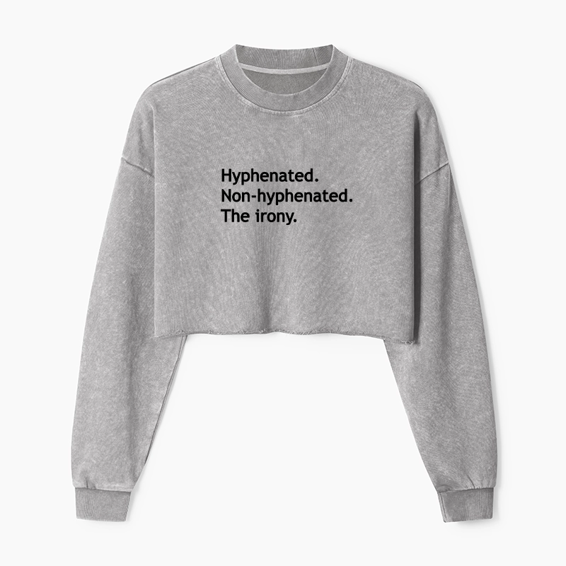 Tokyo-Tiger Hyphenated Funny Washed Crop Sweatshirt