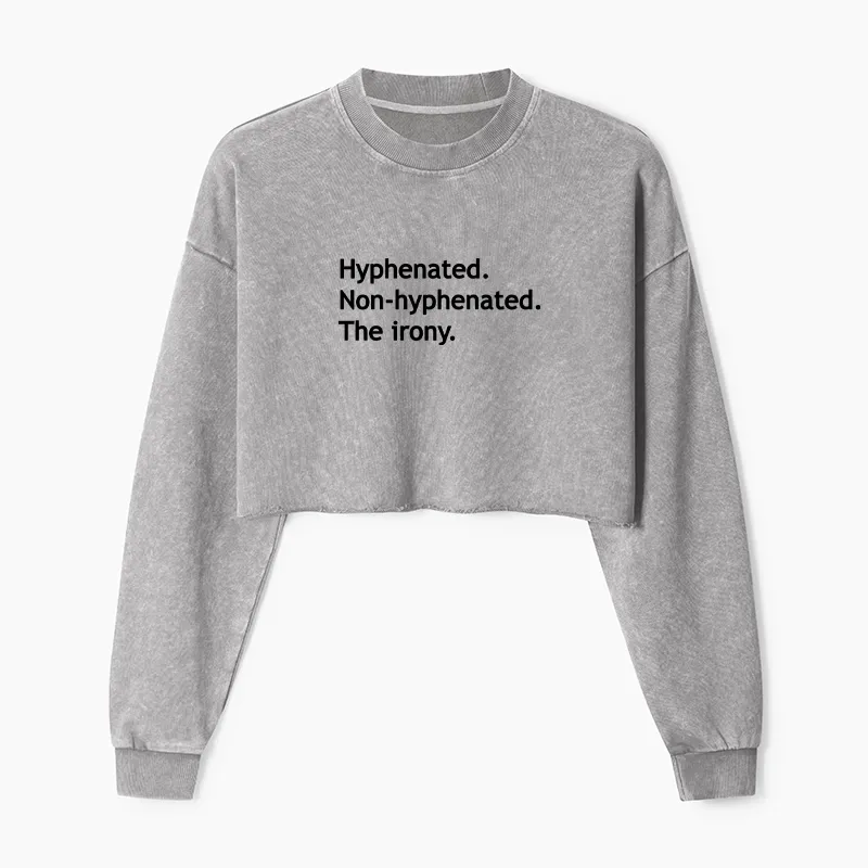 Tokyo-Tiger Hyphenated Funny Washed Crop Sweatshirt