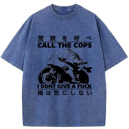 Tokyo-Tiger Funny Frog Riding A Motorcycle Washed T-Shirt