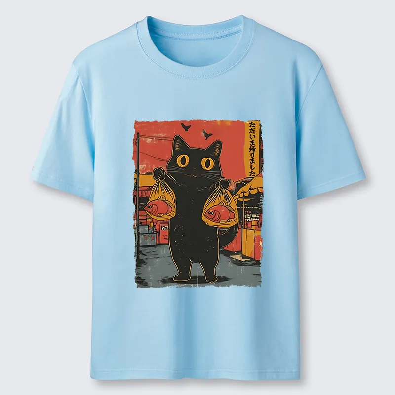 Tokyo-Tiger Cat Fishing Japanese Classic T-Shirt