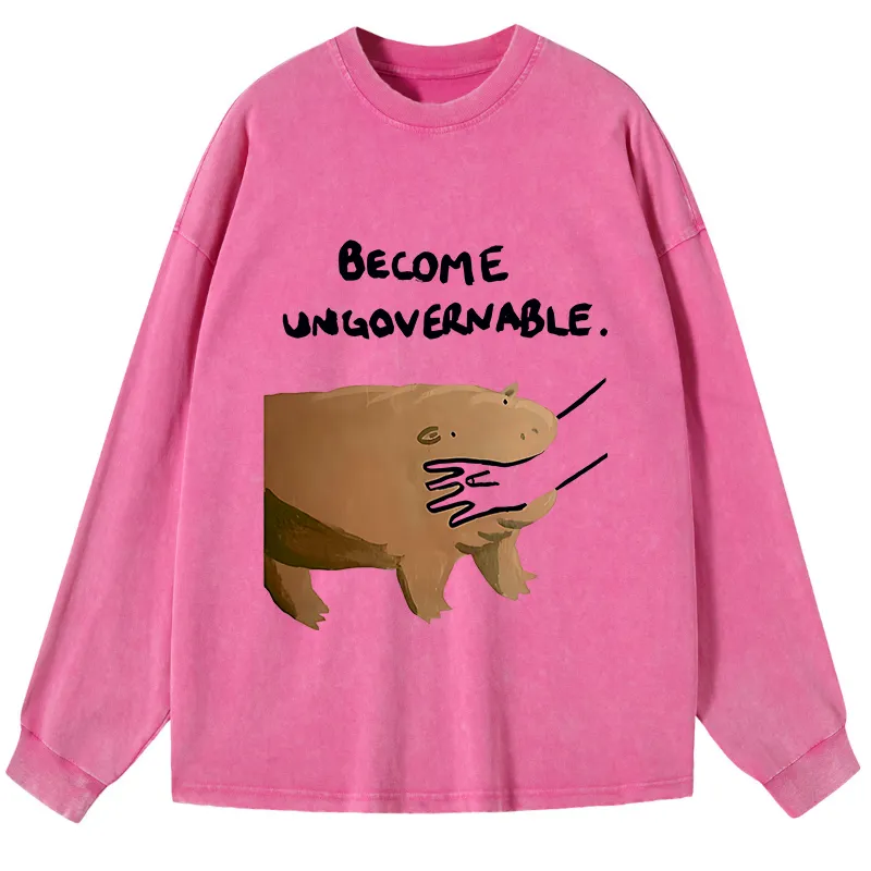 Tokyo-Tiger Moo Deng Bites Someone's Arm Washed Long Sleeve T-Shirt