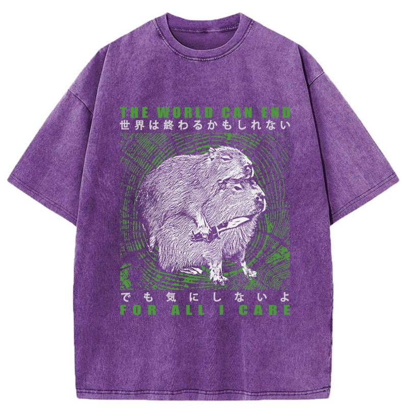 Tokyo-Tiger World Can End For All I Care Washed T-Shirt