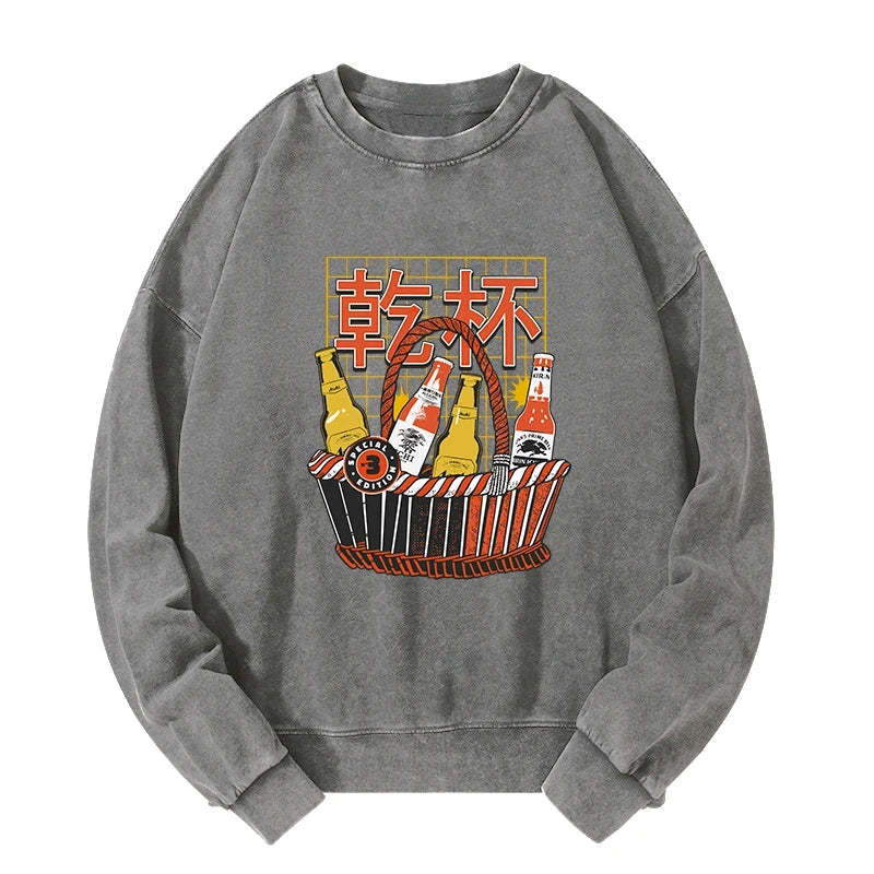 Tokyo-Tiger Have A Beer Together Washed Sweatshirt