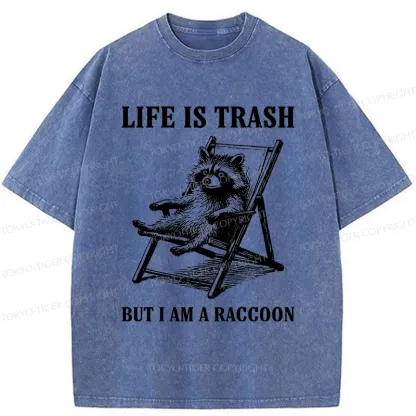 Tokyo-Tiger Raccoons Love Trash Washed T-Shirt