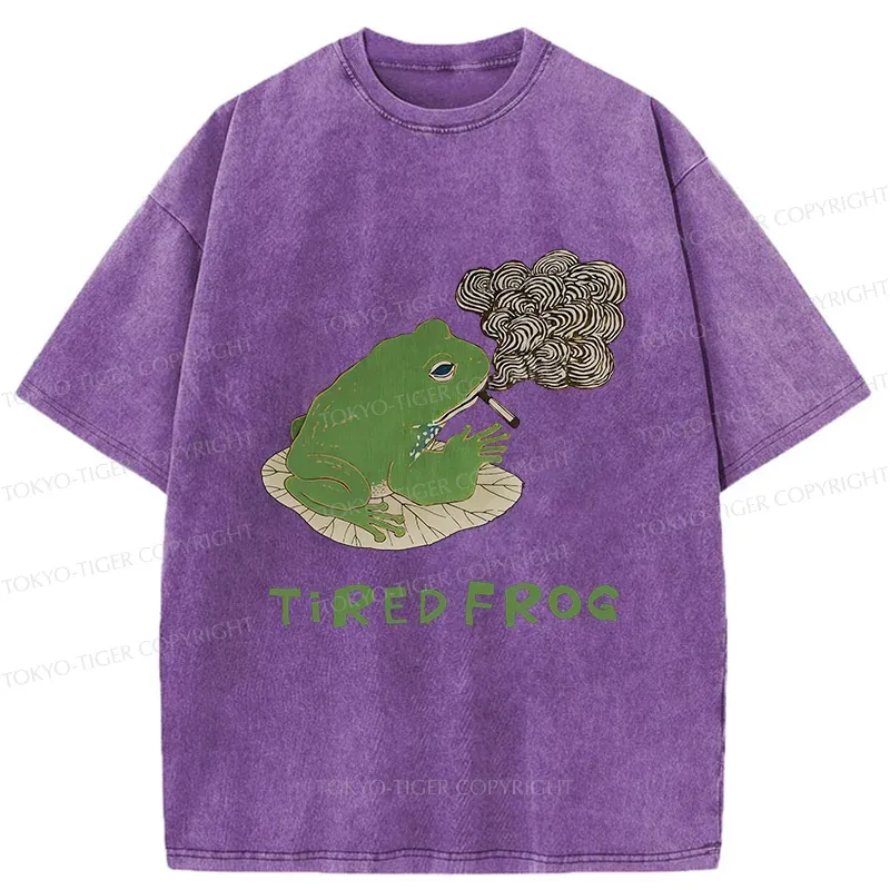 Tokyo-Tiger Tired Japanese Frog Washed T-Shirt