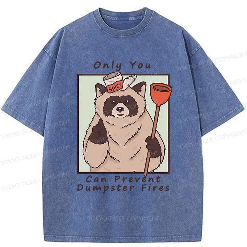 Tokyo-Tiger Raccoon Fire Fighting Washed T-Shirt
