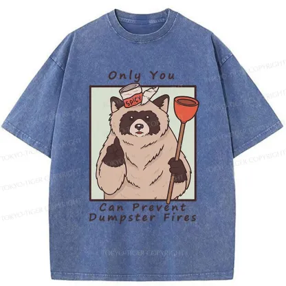 Tokyo-Tiger Raccoon Fire Fighting Washed T-Shirt
