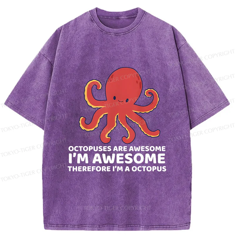 Tokyo-Tiger Handsome Octopus Washed T-Shirt
