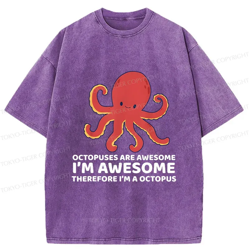 Tokyo-Tiger Handsome Octopus Washed T-Shirt