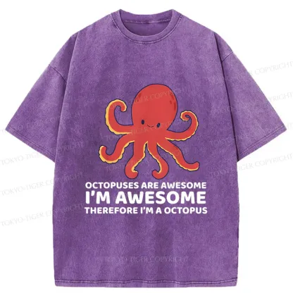 Tokyo-Tiger Handsome Octopus Washed T-Shirt