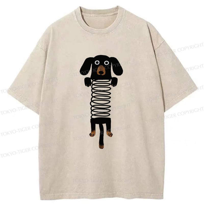 Tokyo-Tiger The Cute Spring Dachshund Washed T-Shirt