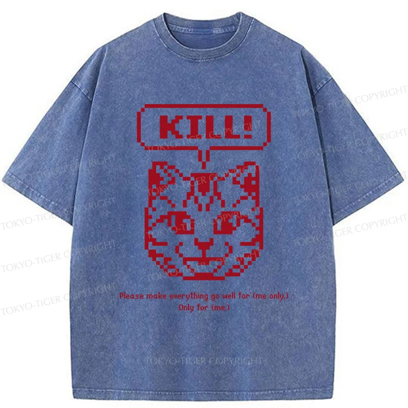 Tokyo-Tiger Killer Cat Prayer Washed T-Shirt