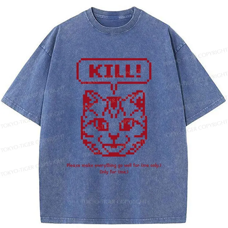 Tokyo-Tiger Killer Cat Prayer Washed T-Shirt