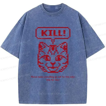 Tokyo-Tiger Killer Cat Prayer Washed T-Shirt