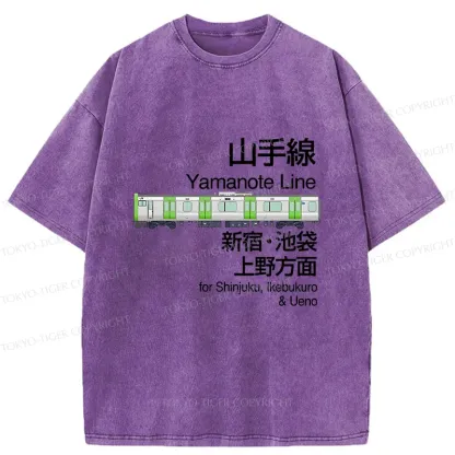 Tokyo-Tiger Yamanote Line Sign Japan Washed T-Shirt