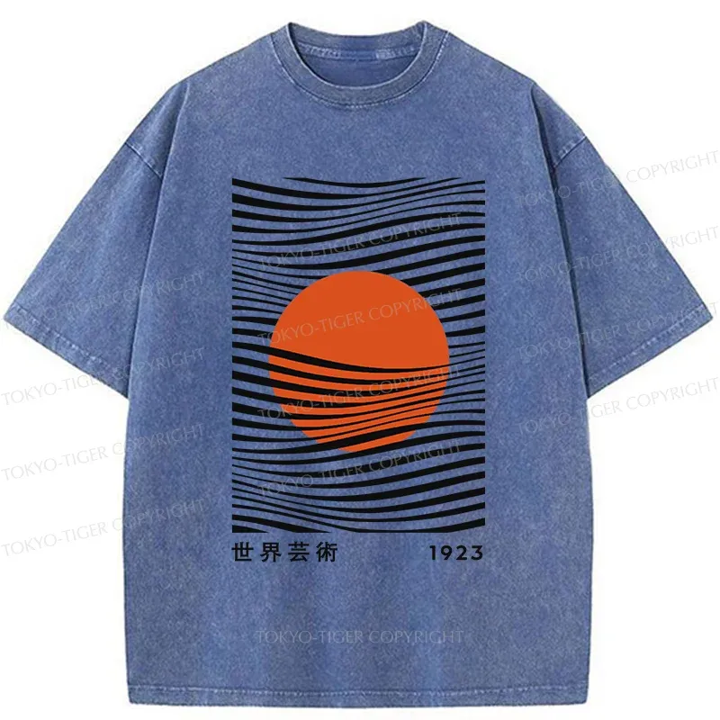 Tokyo-Tiger Minimalist Art Sun Washed T-Shirt