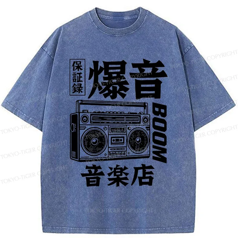 Tokyo-Tiger Retro Radio Washed T-Shirt Sale
