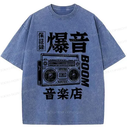 Tokyo-Tiger Retro Radio Washed T-Shirt