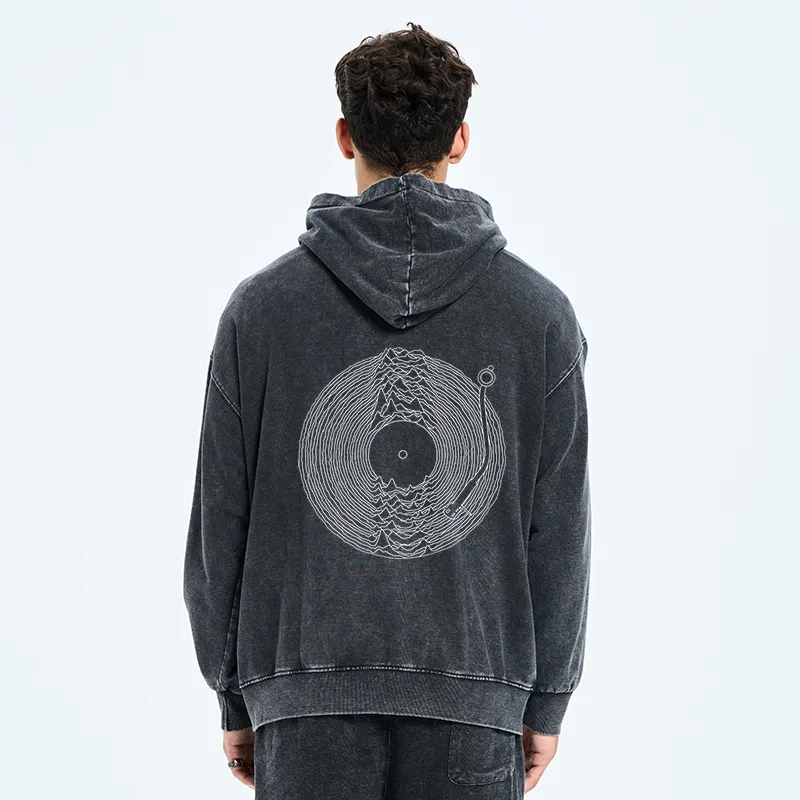 Tokyo-Tiger Record Player Japanese Washed Zip Hoodie