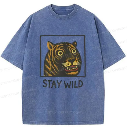 Tokyo-Tiger Silly And Cute Tiger Washed T-Shirt