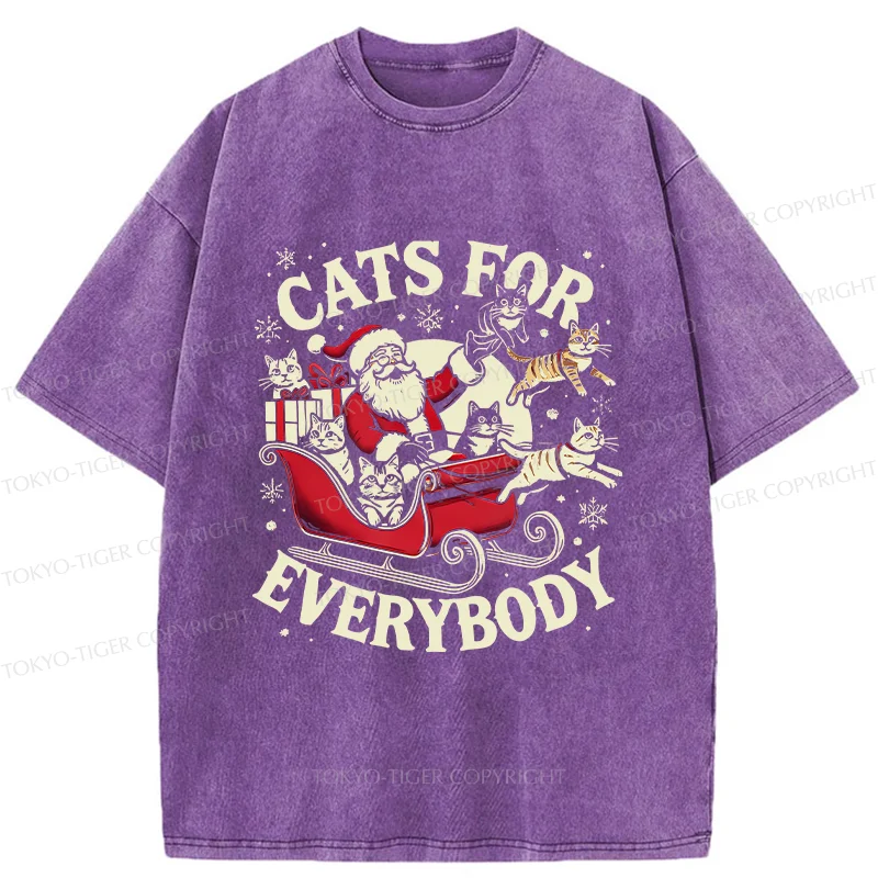 Tokyo-Tiger Santa Cat Lover Washed T-Shirt