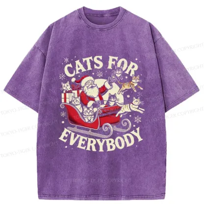 Tokyo-Tiger Santa Cat Lover Washed T-Shirt