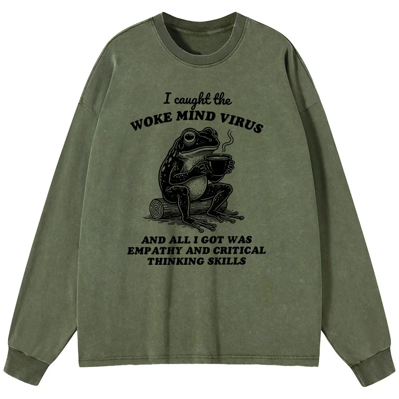 Tokyo-Tiger Awakened Thinking Virus Frog Washed Long Sleeve T-Shirt