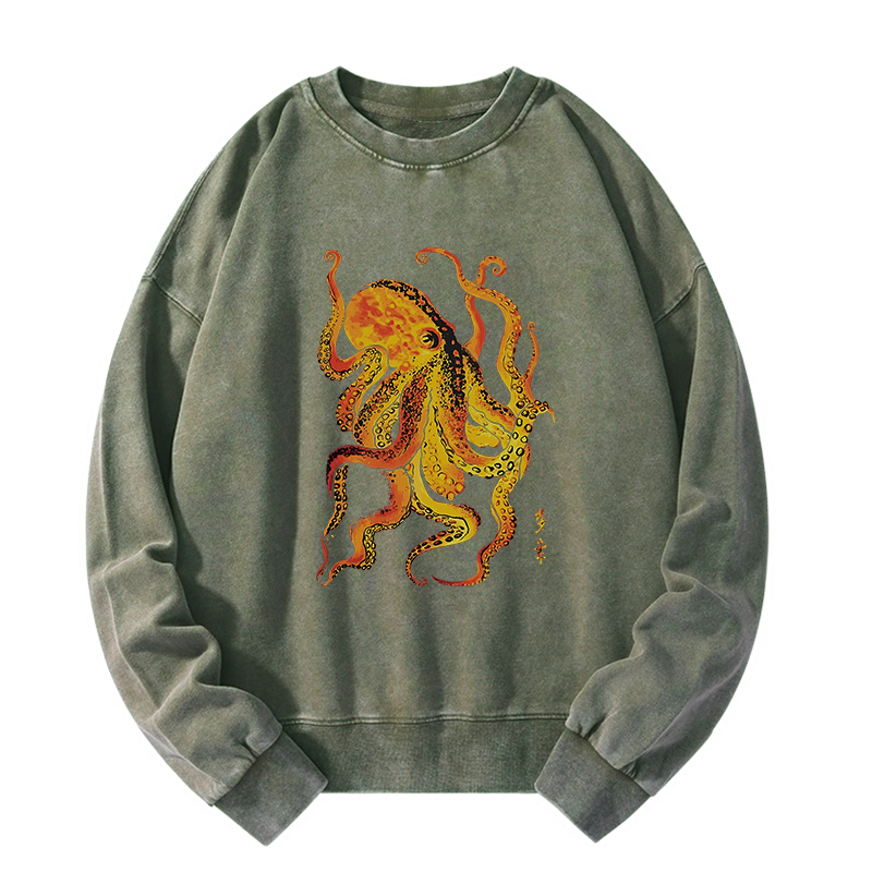 Tokyo-Tiger Deep Sea Gorgeous Octopus Washed Sweatshirt