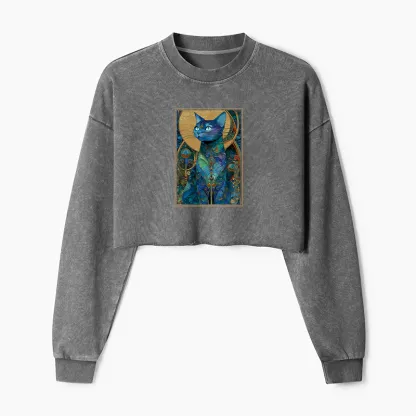 Tokyo-Tiger The Cat’s Plan To Rule Them All Washed Crop Sweatshirt