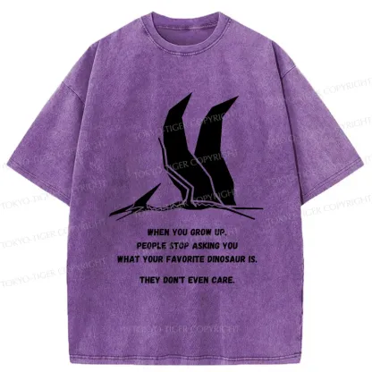 Tokyo-Tiger Funny Dinosaur Washed T-Shirt
