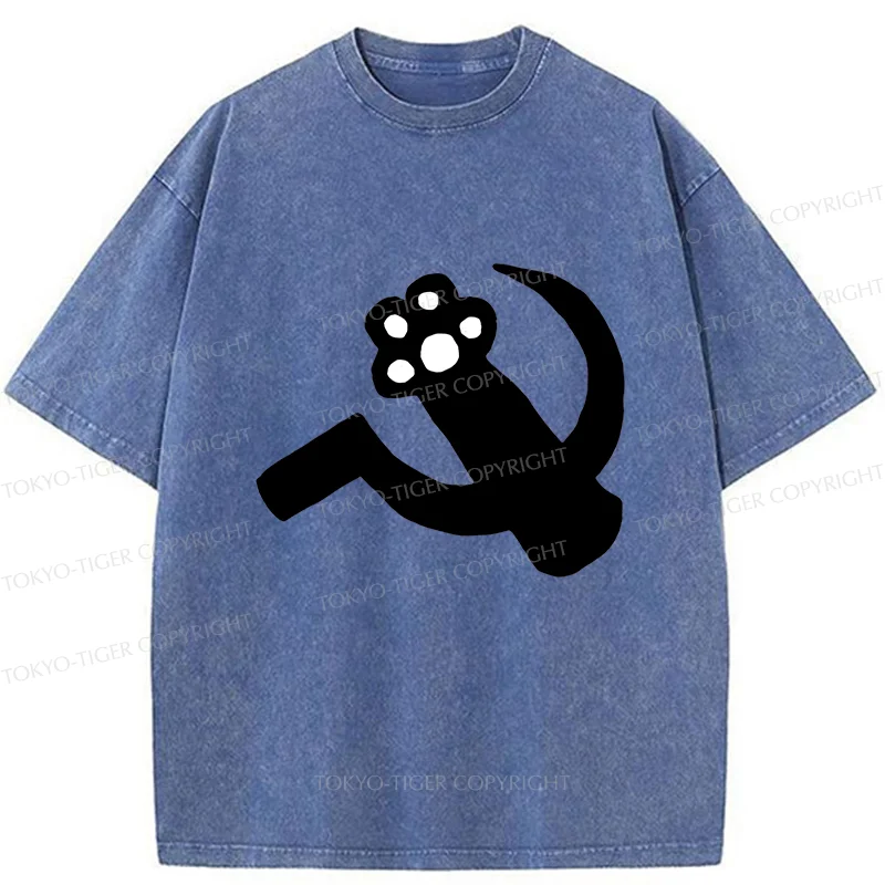 Tokyo-Tiger Funny Catism Washed T-Shirt