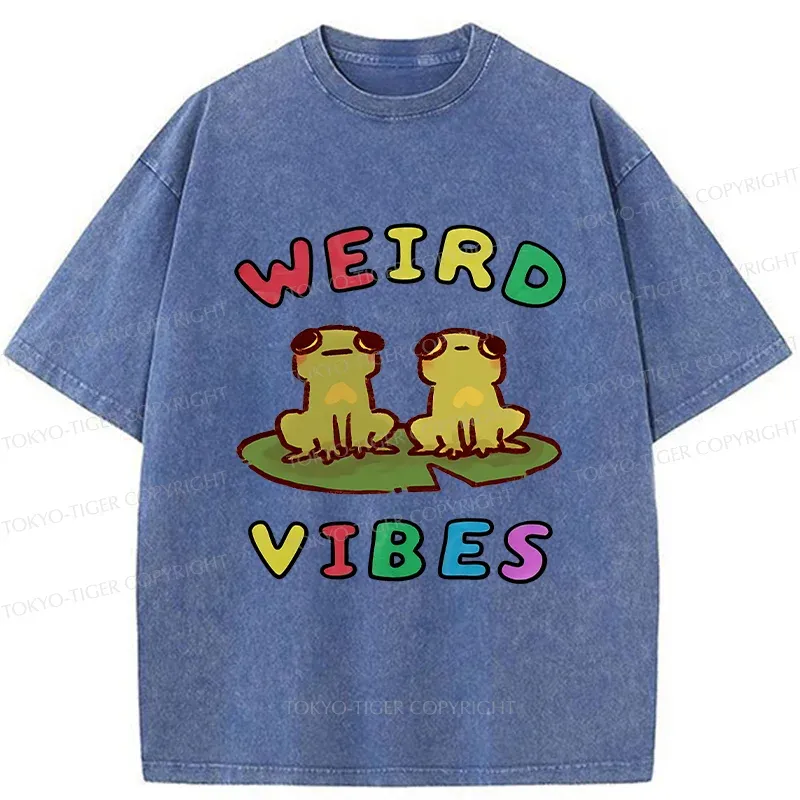 Tokyo-Tiger Weird Vibes Funny Washed T-Shirt
