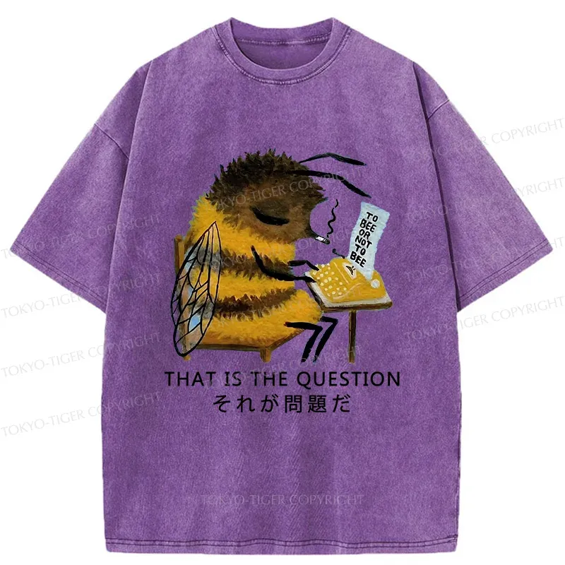 Tokyo-Tiger Bee Writer Funny Washed T-Shirt