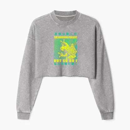 Tokyo-Tiger The Horrors Persist Frog Washed Crop Sweatshirt