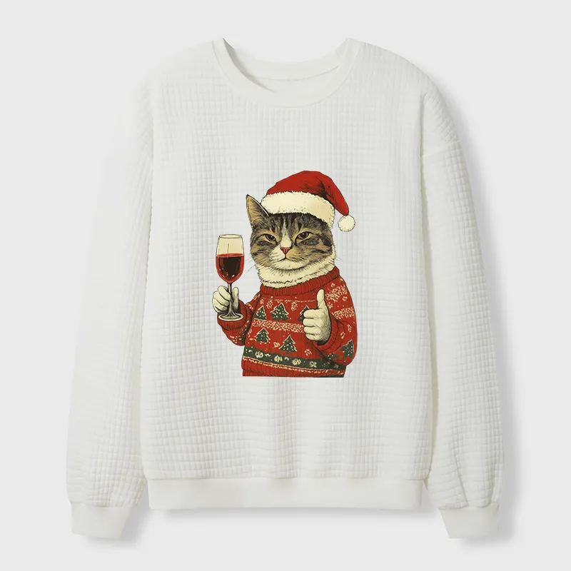 Tokyo-Tiger Christmas Cat Likes Waffle Sweatshirt