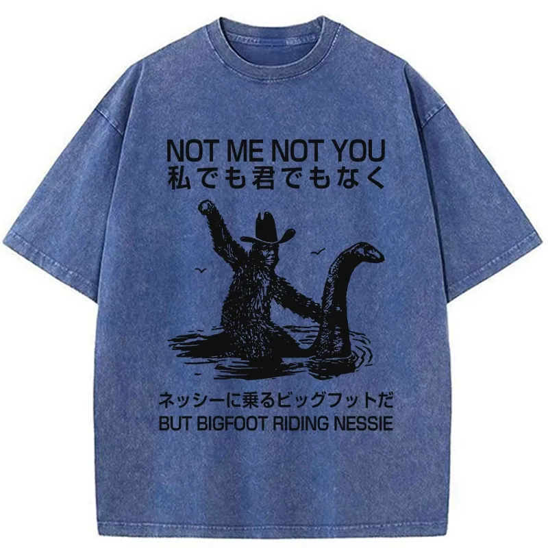 Tokyo-Tiger Bigfoot Riding Nessie Washed T-Shirt