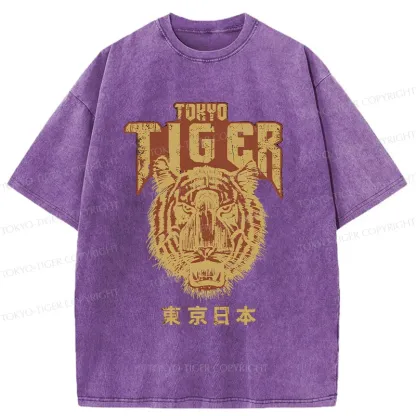 Tokyo-Tiger Retro Tiger Japanese Washed T-Shirt