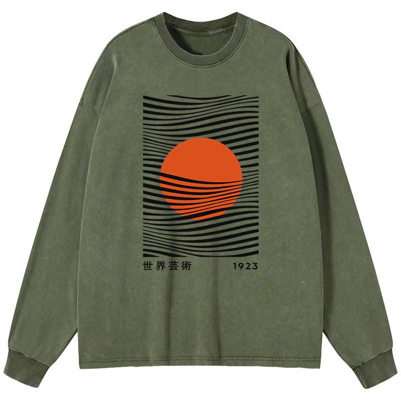 Tokyo-Tiger Minimalist Art Sun Washed Long Sleeve T-Shirt
