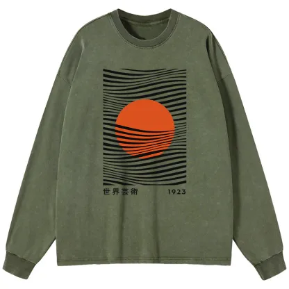 Tokyo-Tiger Minimalist Art Sun Washed Long Sleeve T-Shirt