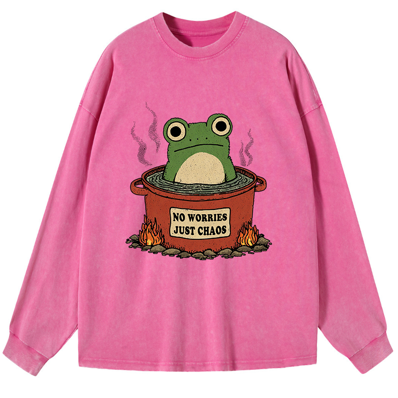 Tokyo-Tiger Frog：No Worries，Just Chaos Washed Long Sleeve T-Shirt