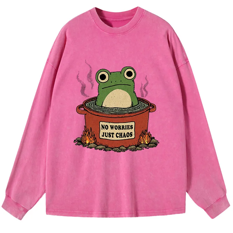Tokyo-Tiger Frog：No Worries，Just Chaos Washed Long Sleeve T-Shirt