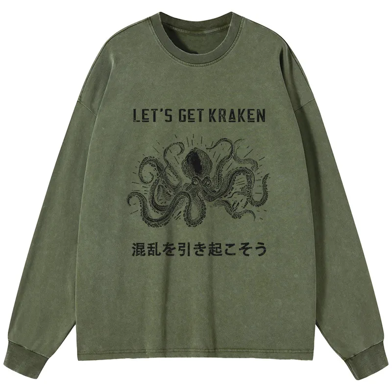 Tokyo-Tiger Funny Octopus：Let’s Get Kraken Washed Long Sleeve T-Shirt