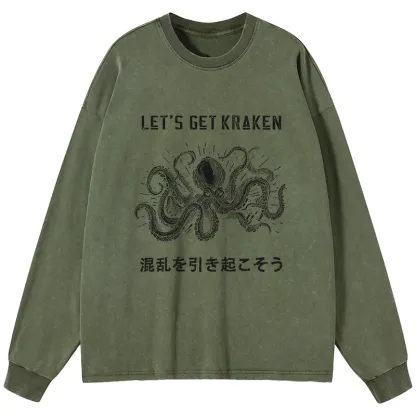 Tokyo-Tiger Funny Octopus：Let’s Get Kraken Washed Long Sleeve T-Shirt