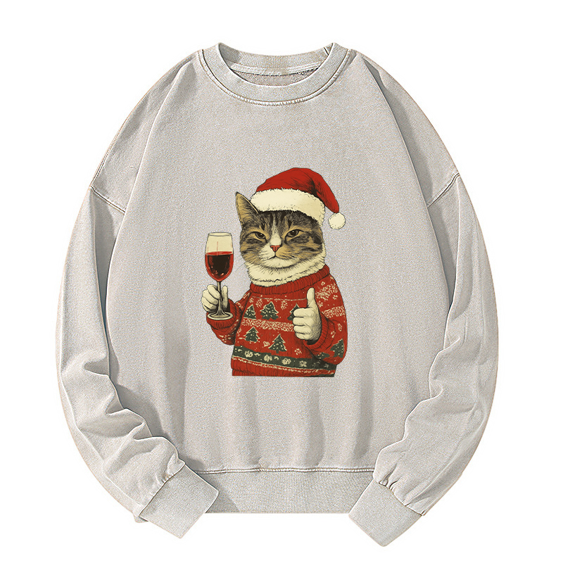 Tokyo-Tiger Christmas Cat Likes Washed Sweatshirt