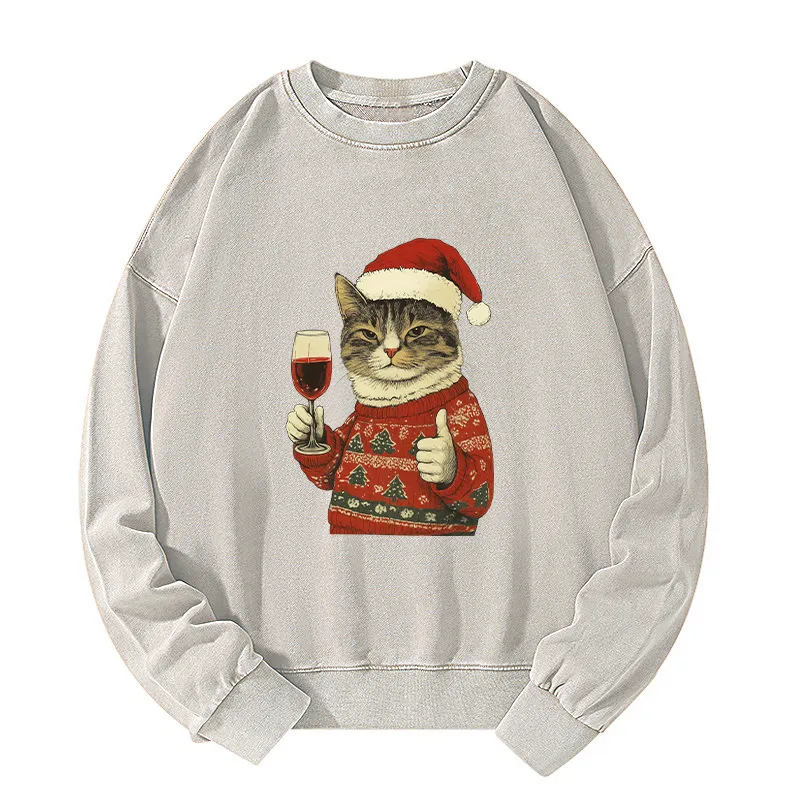 Tokyo-Tiger Christmas Cat Likes Washed Sweatshirt
