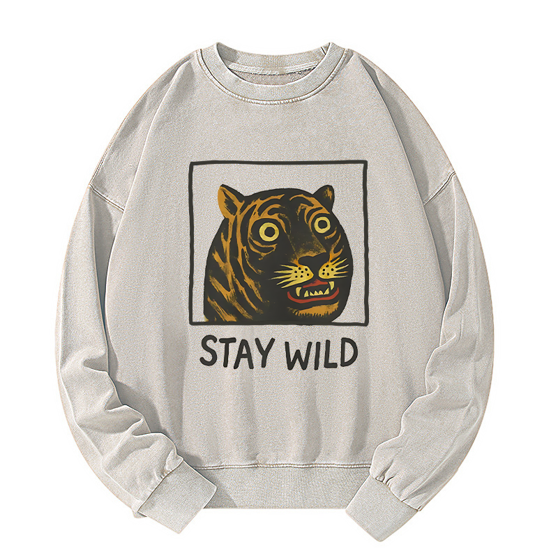 Tokyo-Tiger Silly And Cute Tiger Washed Sweatshirt