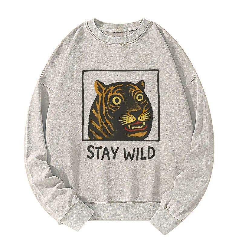 Tokyo-Tiger Silly And Cute Tiger Washed Sweatshirt